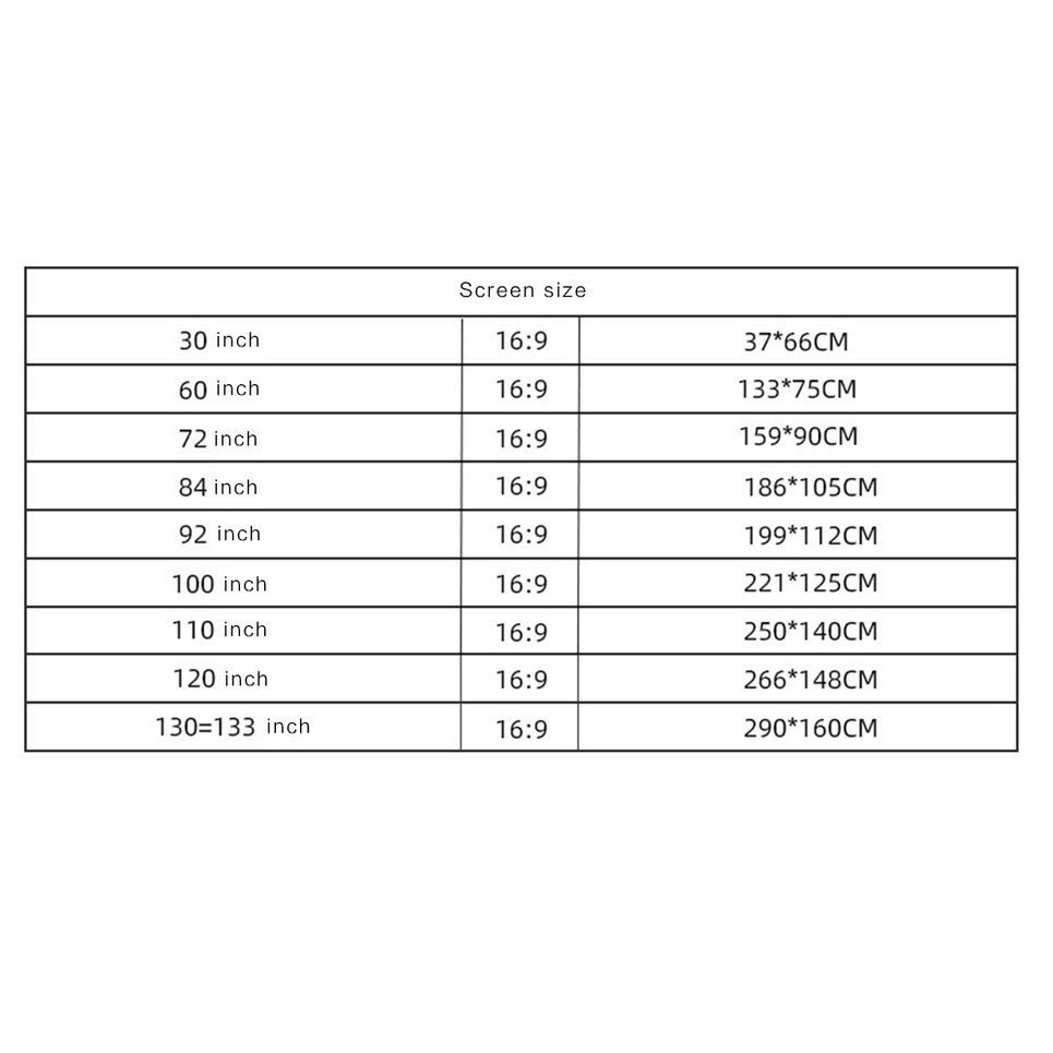 72 Inch Projector Screen For Home Office Theatre High Definition Curtain 16:9