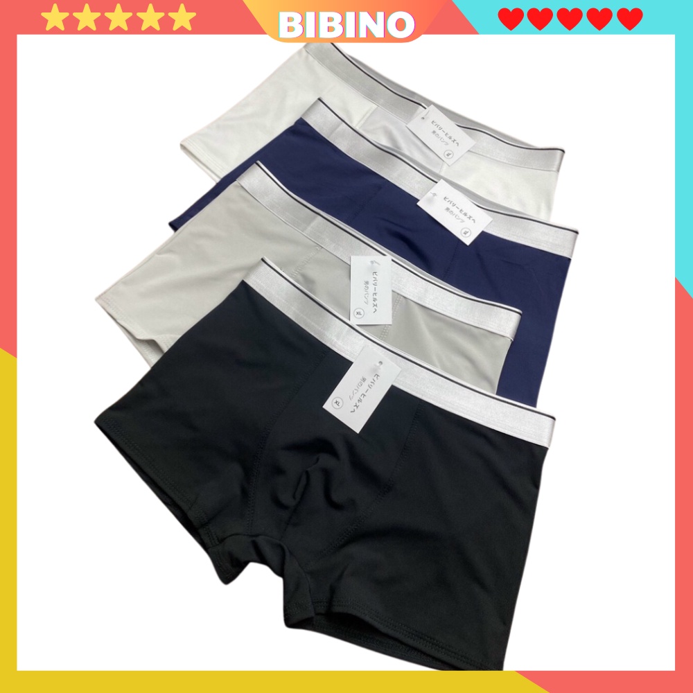 Quần lót nam thun lạnh boxer đùi bigsize thông hơi thoáng khí vải thun mềm mịn co dãn 4 chiều thoáng mát BIBINO