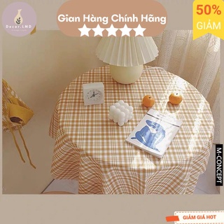 Khăn trải bàn caro sọc to màu vàng Hàn Quốc vintage,Khăn dã ngoại picnic, Phông Nền Chụp Ảnh Trang Trí Bàn Học