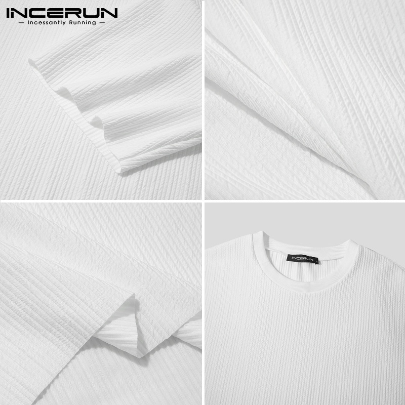 Áo thun incerun cổ tròn tay ngắn dáng rộng đơn giản mùa hè cho nam