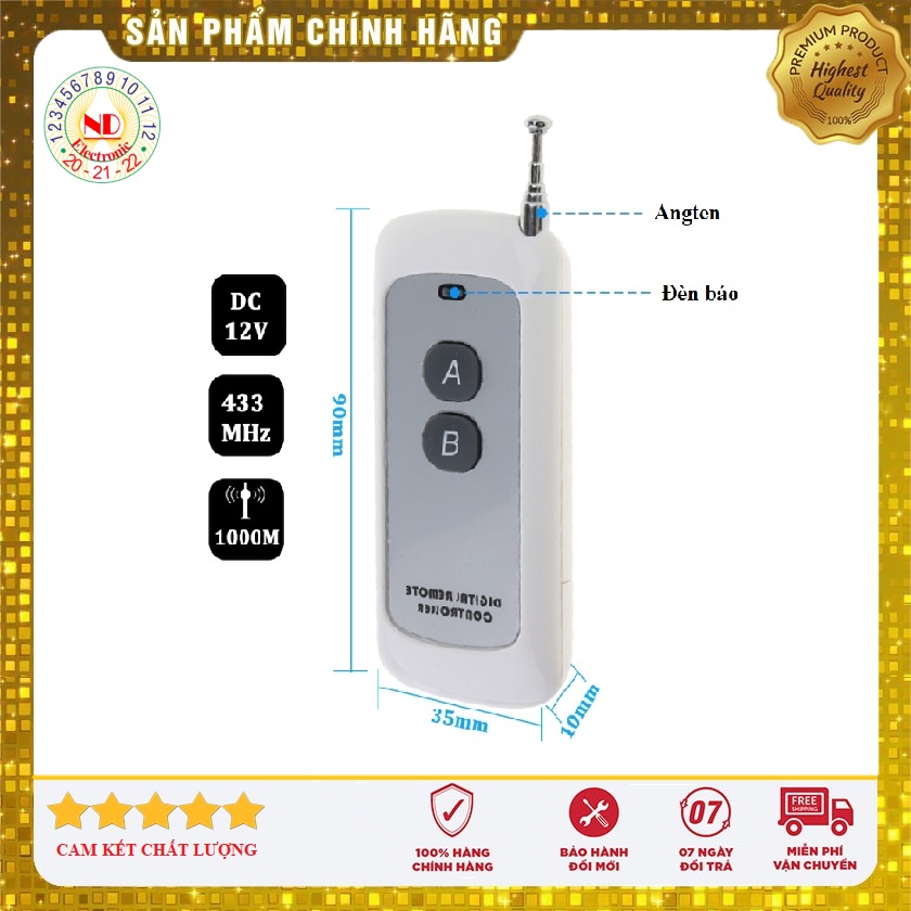 Tay cầm điều khiển từ xa tần số 433MHz 1000M, dùng để điều khiển thiết bị có chung tần số 433MHz