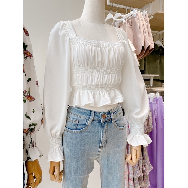 Áo cổ vuông chạy bo chỉ - JF06