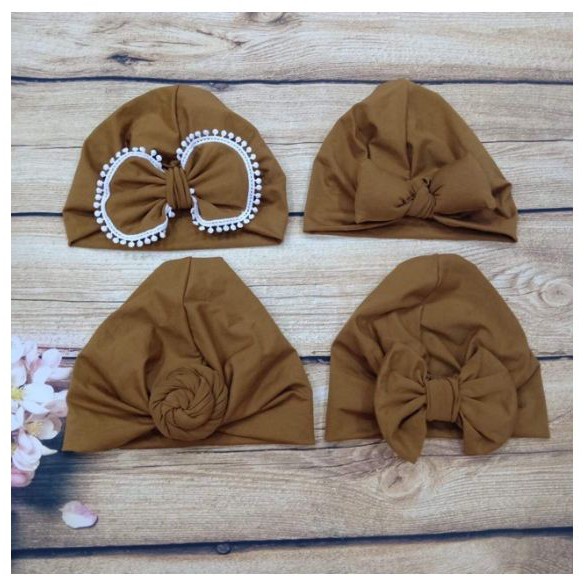 Nón turban cho bé freesize từ 5-12 ký (kèm tóc giả)