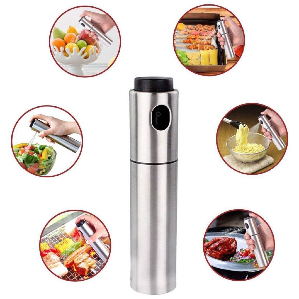Bình xịt dầu ăn/giấm bằng thép không gỉ cho món salad/nướng BBQ (100ml)
