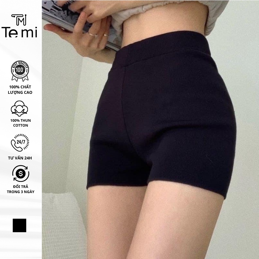 Quần short biker nữ, quần đùi bó màu đen mặc đi tập, ở nhà, đi chơi, co giãn tốt, mặc trong váy