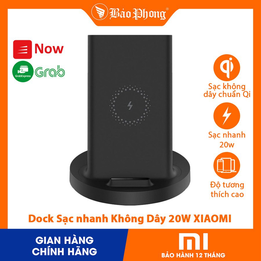 Dock Sạc nhanh Không Dây 20W XIAOMI vertical universal wireless charger cho iPhone Samsung Oppo IP 11 12 Pro Xs X Max