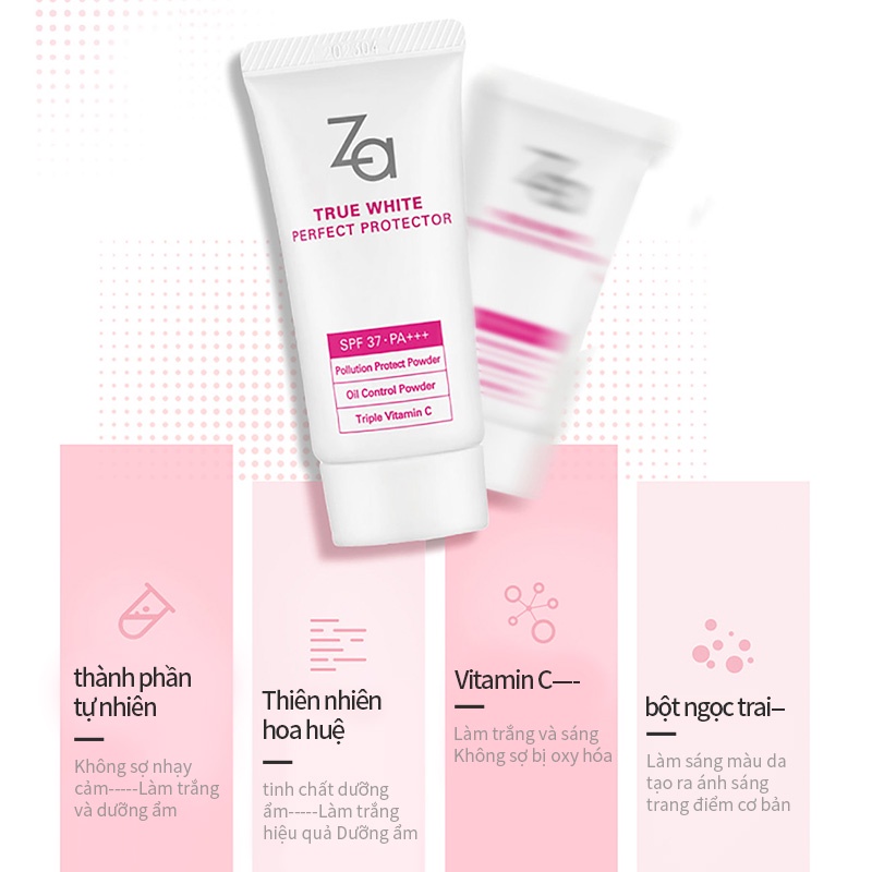 Kem lót trang điểm ZA BB chống nắng SPF 37 PA++ dưỡng trắng sáng da kiềm dầu đa năng 30g