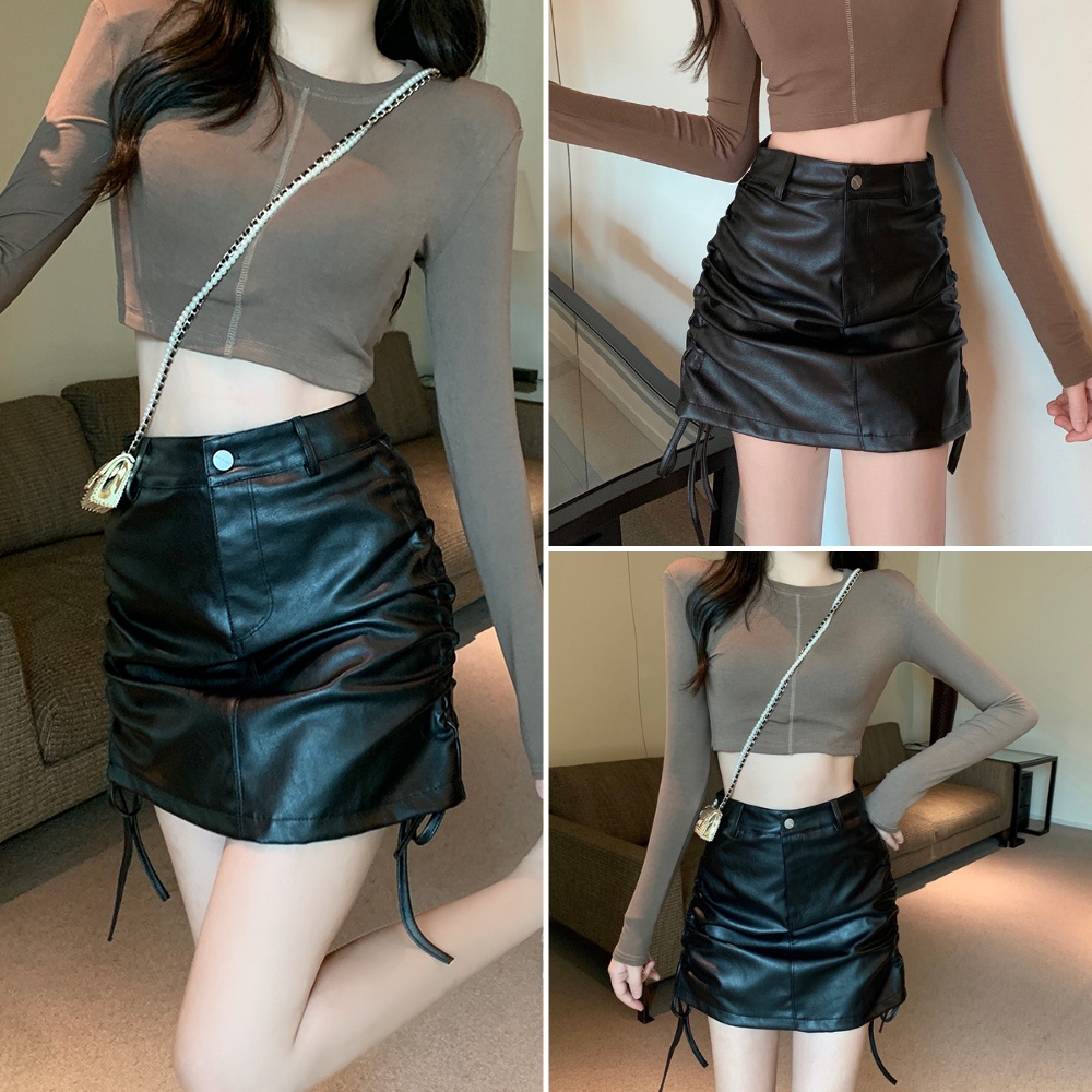 Chân váy nữ, chân váy rút dây nữ chất kaki màu đen đủ size S M L SKUCV-08B