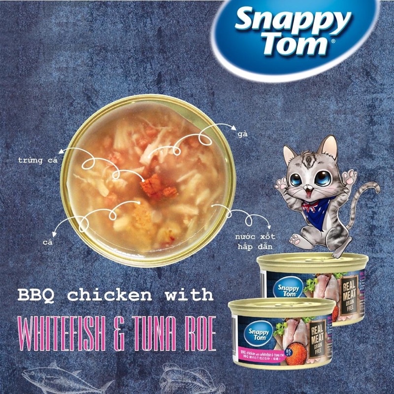 Pate SNAPPY TOM PREMIUM cho mèo 5 mùi vị dạng Lon 85G tiện lợi - Thức ăn dinh dưỡng thú cưng Gogi MEOW MART