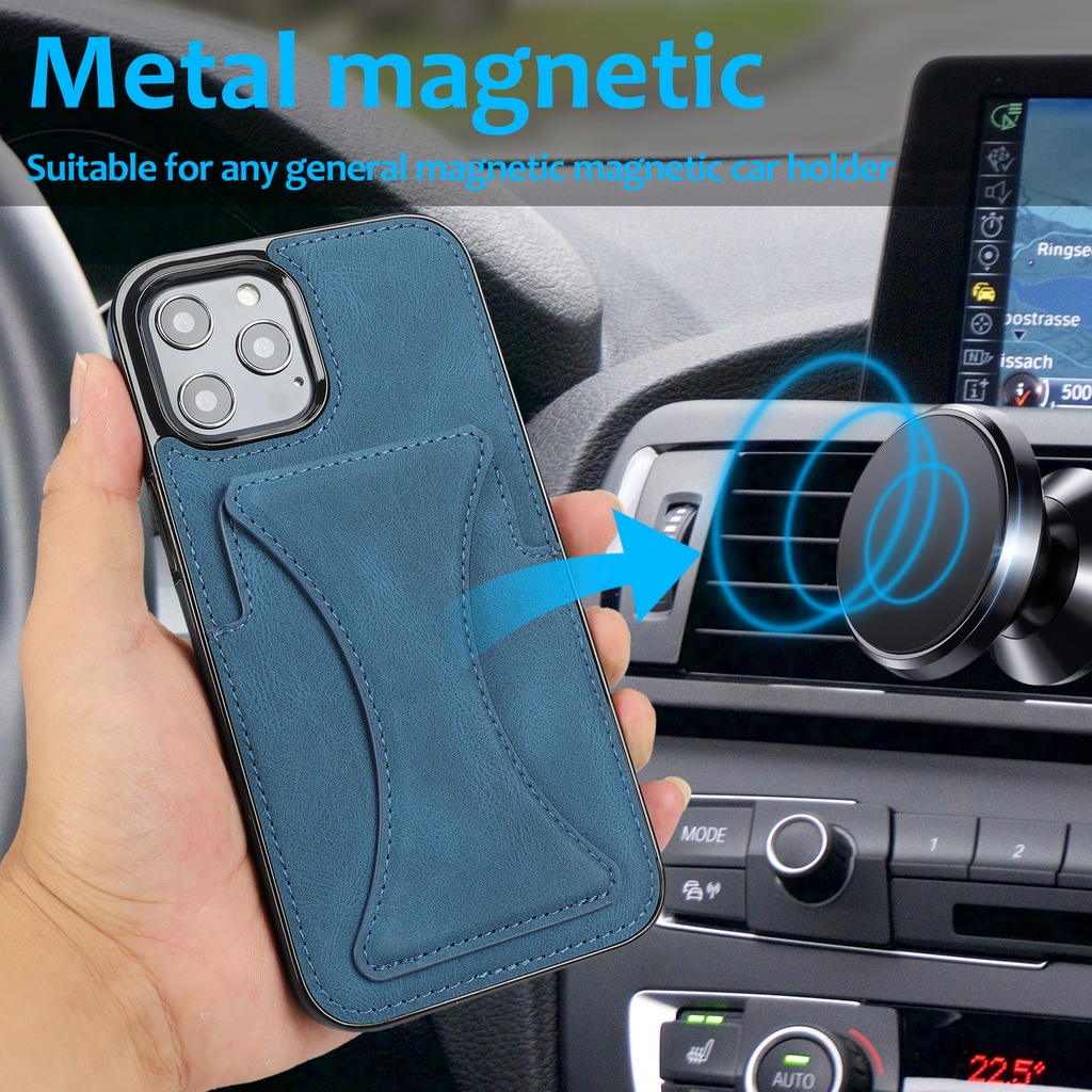 Bao Da Điện Thoại Có Ngăn Đựng Thẻ Chống Sốc Cho iphone 14 12 15 11 13 pro max 12mini xsmax xr 7 8 plus