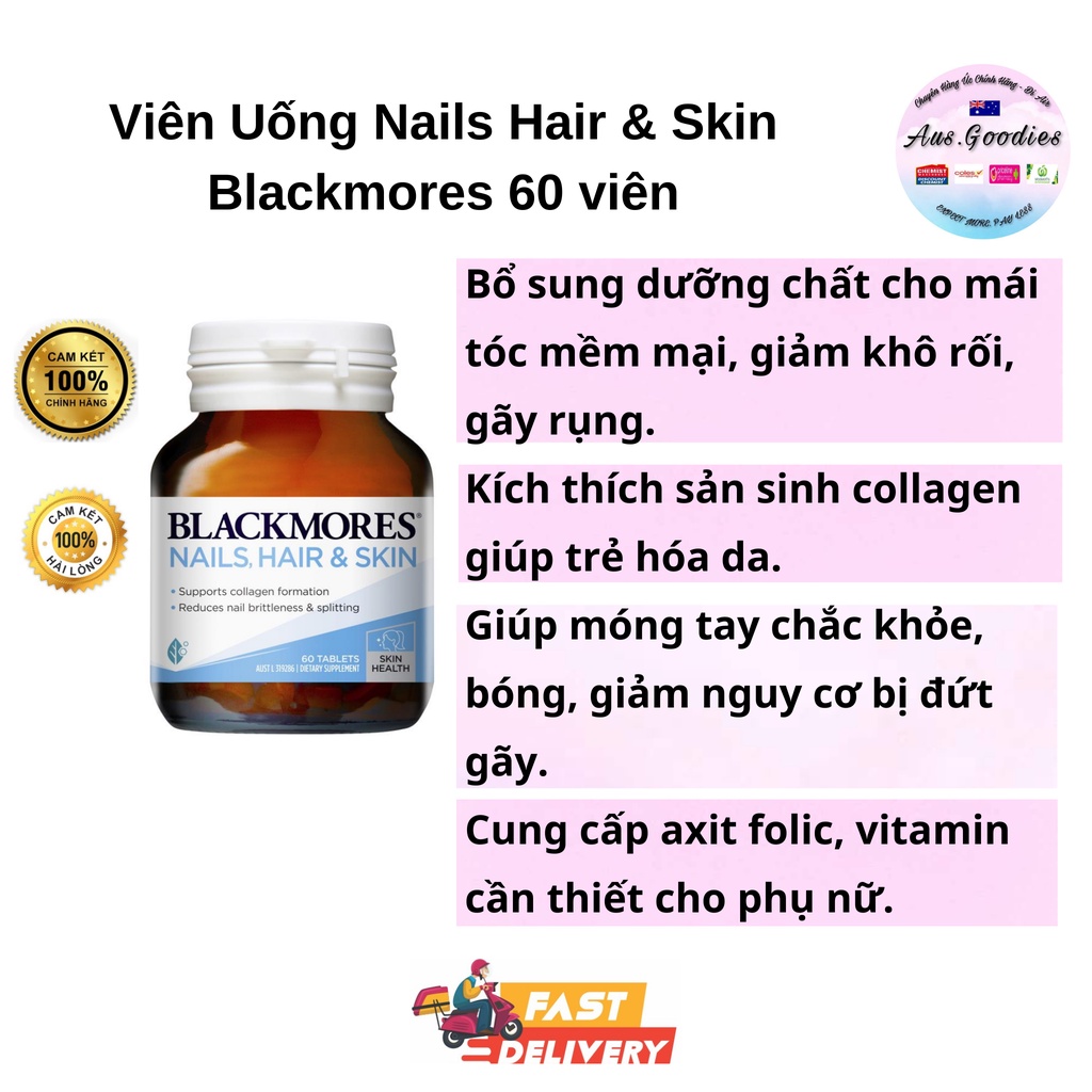 Viên Blackmores Hair Nail Skin Úc cho tóc móng da 60 viên