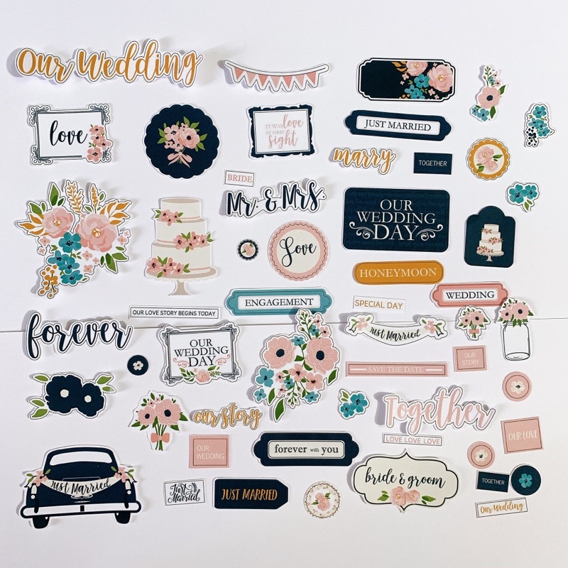Sticker Wedding - cắt sẵn, trang trí love box, scrapbook và khung ảnh nổi