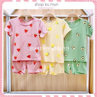 Bộ cộc tay minky mom trái cây bé trai, bé gái hè 2021
