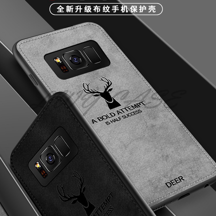 Samsung Galaxy Note 10+ 10 S7 edge J7 Plus A8 Star Deer Canvas Cloth Hard Back Soft Frame Case