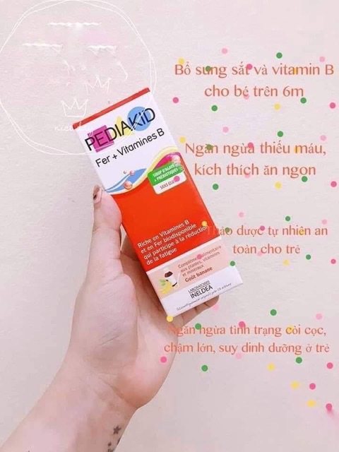 [Mẫu mới] Pediakid bổ sung Sắt Fer + Vitamin B Pháp