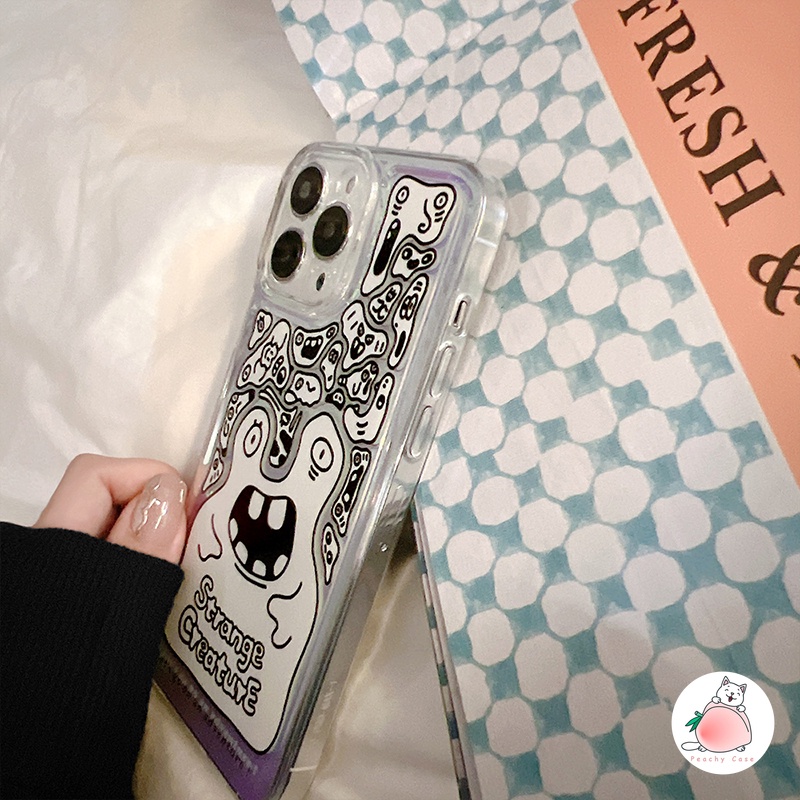 Ốp Điện Thoại TPU Mềm Màu Laser Hình Quái Vật Vui Nhộn Cho iPhone 13 Mini 12 Pro Max 11 Xr Xs Max X 7 8 Plus 12 Mini