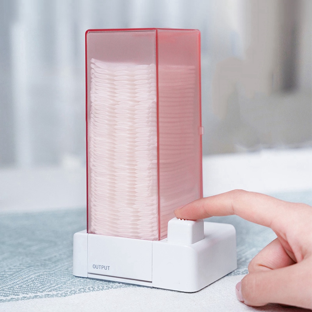 Hộp đựng bông tẩy trang treo tường có nút bấm tự động, hộp rút bông chống bụi kháng khuẩn thông minh