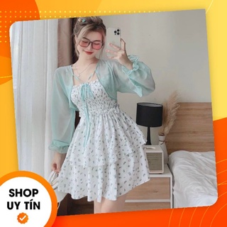 ÁO VOAN KÈM ĐẦM XỐP IN HOẠ TIẾT