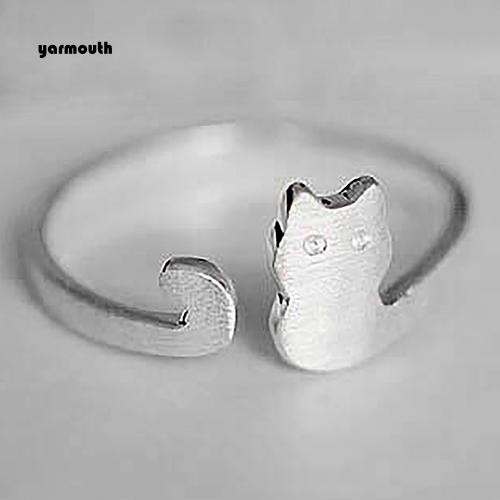 Nhẫn Hở Mạ Bạc Hình Mèo Hoạt Hình Thời Trang Cho Nữ