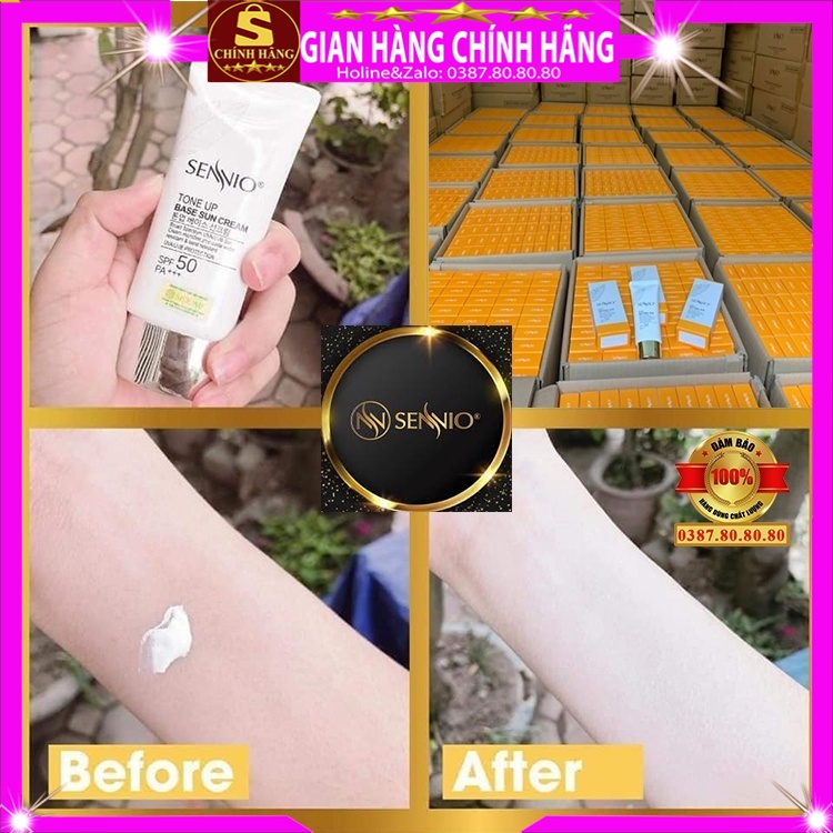 Kem chống nắng vật lý chính hãng Sennio hàn quốc kiềm dầu nâng tone da cho da dầu nhờn mụn khô nhạy cảm hỗn hợp kcn tốt