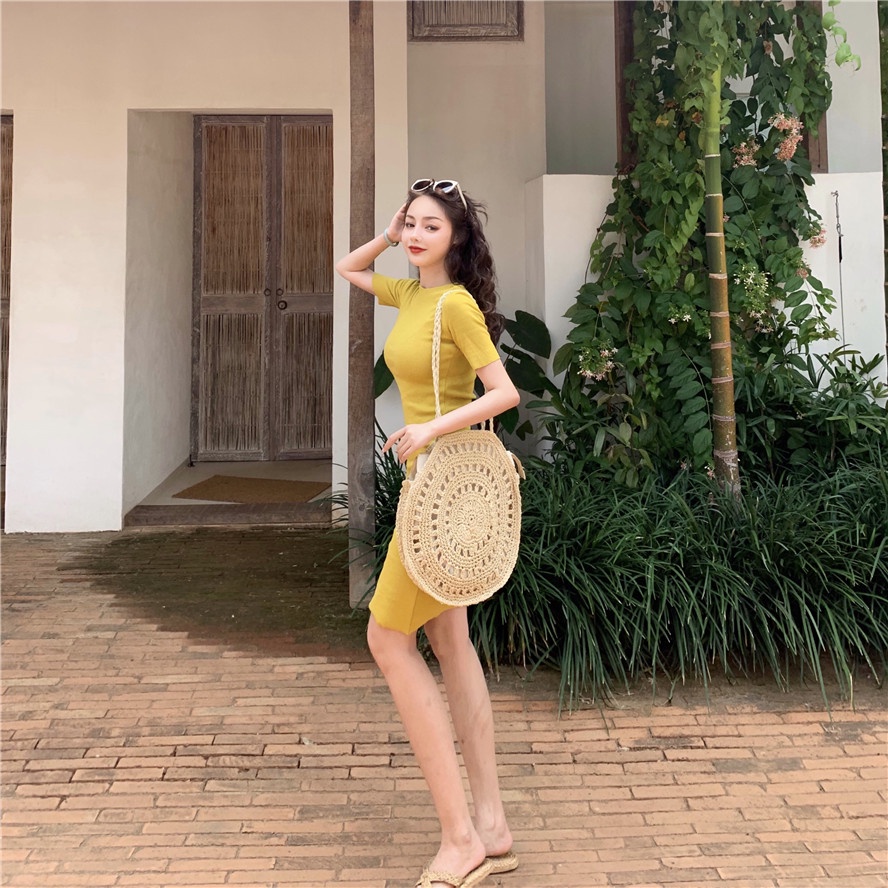 Jiashucheng Đầm Ngắn Tay Dáng Chữ A Phong Cách Retro Thời Trang Mùa Hè 2023 Mới