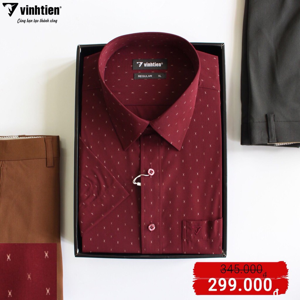 Bigsize áo sơ mi nam Vĩnh Tiến chính hãng dưới 100kg tay ngắn