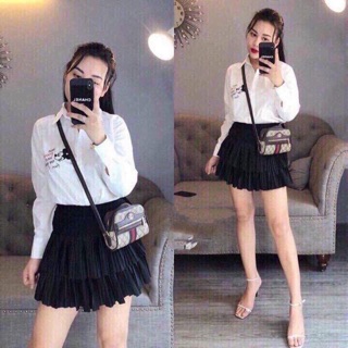 Chân váy 2 tầng xếp li