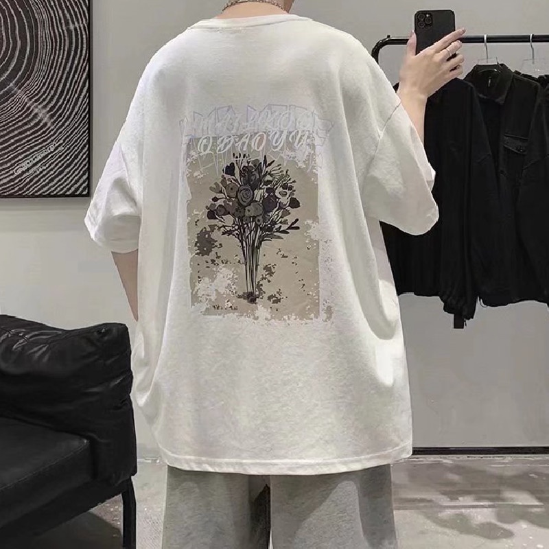 Áo Thun Tay Ngắn Cổ Tròn In Chữ Phong Cách Hàn Quốc Dành Cho Nam size M-5XL