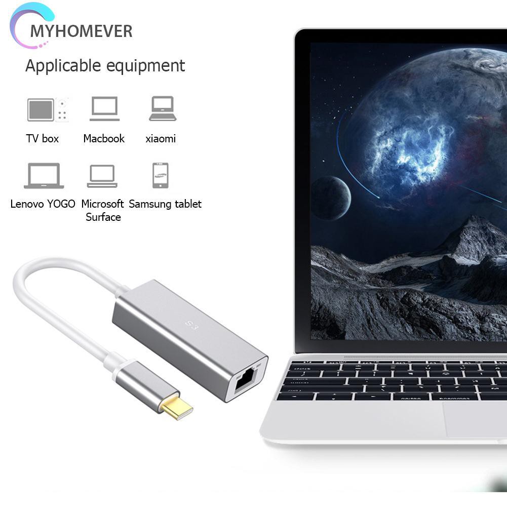 Thiết bị chuyển đổi đầu Type-C sang cổng RJ45 10/100mbps bằng hợp kim nhôm chất lượng cao