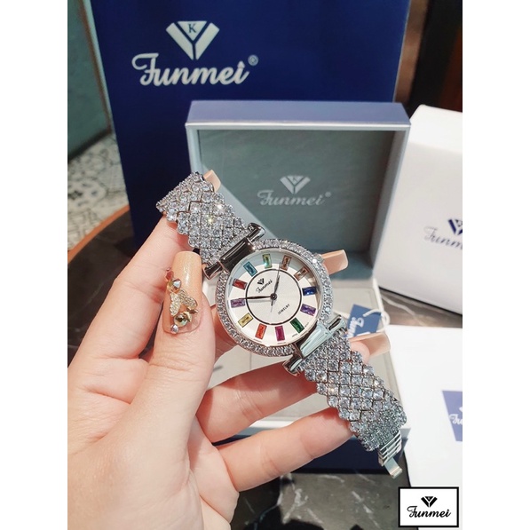 Đồng hồ nữ FUNMEI 36mm chính hãng máy Nhật Miyota đính đá swarovski chắc chắn full box thẻ bảo hành 12 tháng