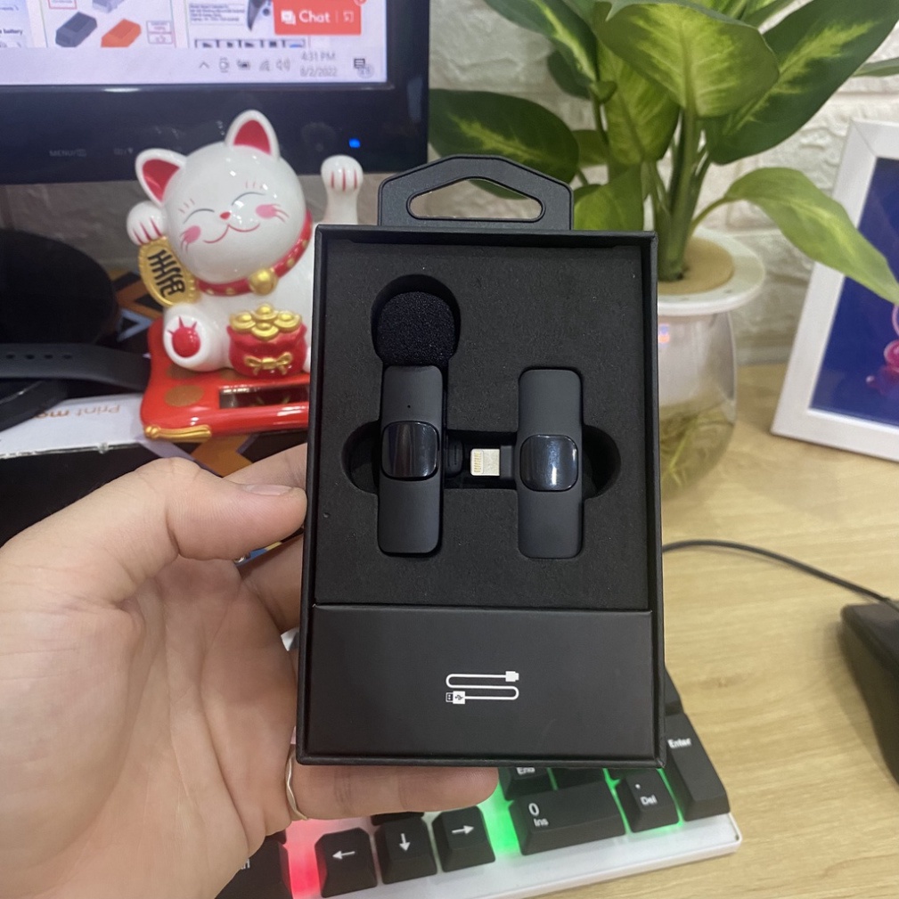 Micro cài áo không dây K8 - K9 khử tiếng ồn siêu cấp, xa 20m, Micro thu âm không dây mẫu mới 2023 - hàng chính hãng