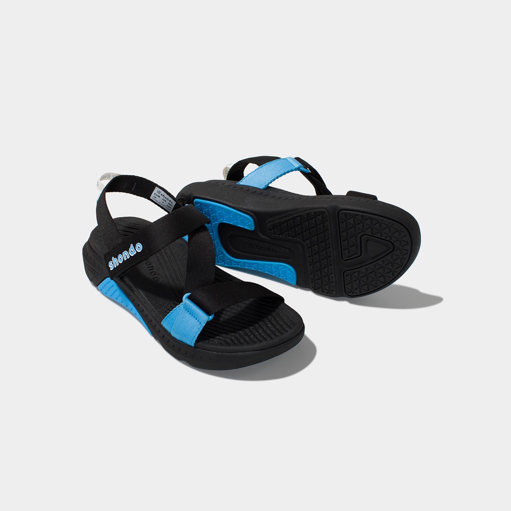 Giày Sandals Nam Nữ Shondo F7 Racing Đen Phối Xanh F7R1030 Shondo chính hãng