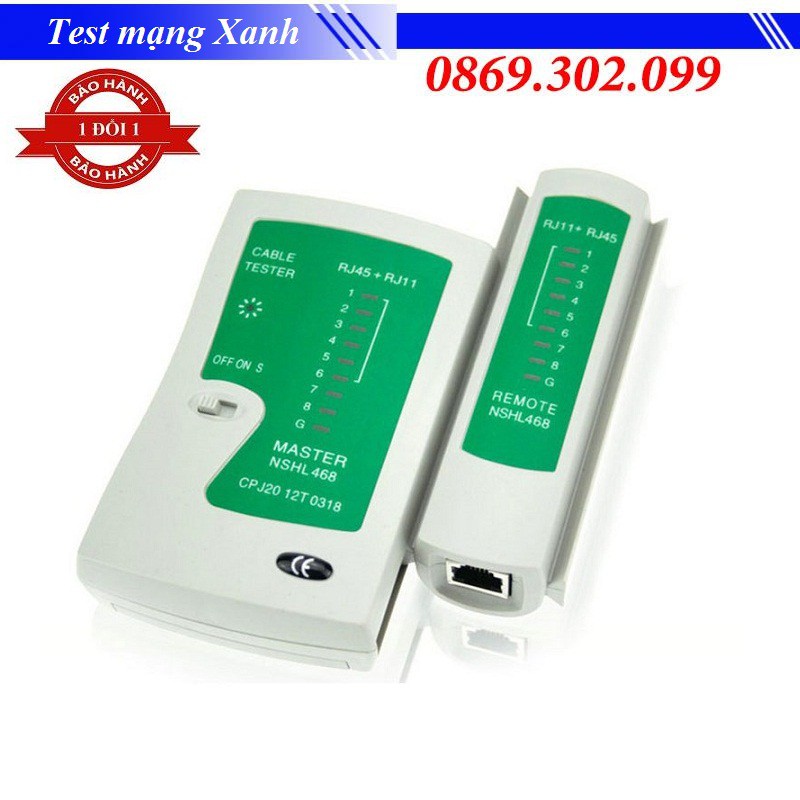 Máy test mạng đa năng China RJ11 45 Xanh - Bộ test dây mạng và dây điện thoại thông qua cổng RJ45 và RJ11