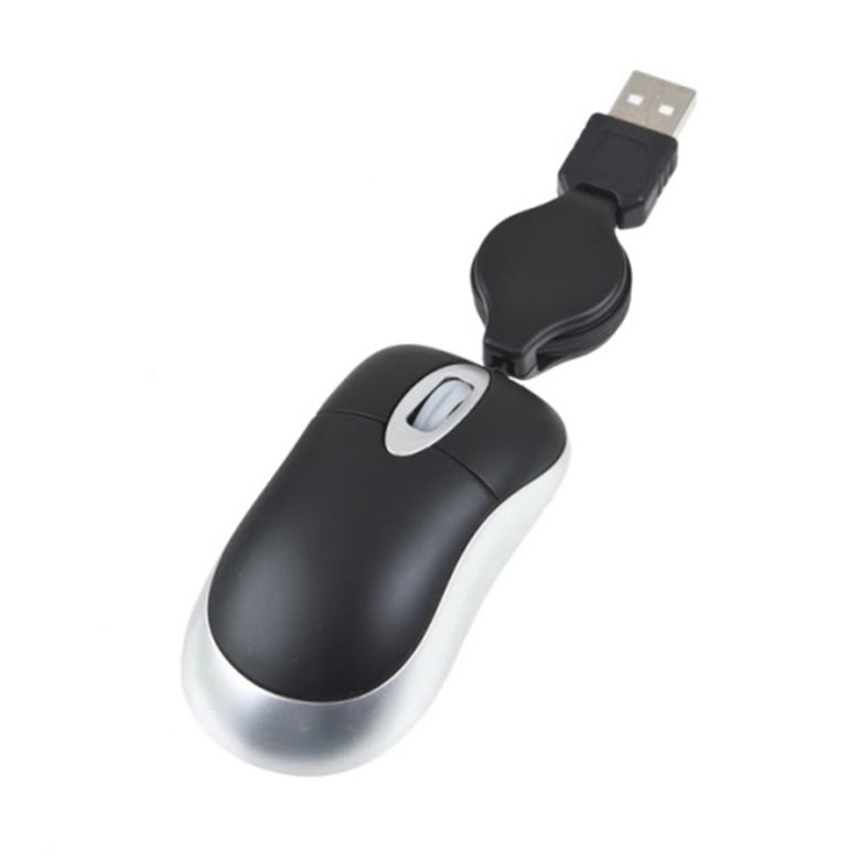 Chuột quang có dây rút cổng cắm USB kết nối với máy tính