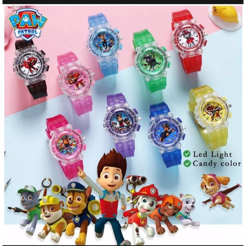 Đồng hồ đội chó cứu hộ Paw Patrol đèn led phát sáng Đồng hồ kim cho bé trai bé gái