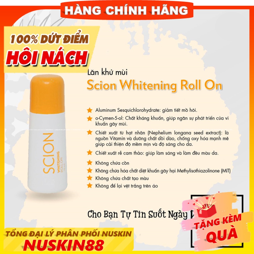Lăn Khử Mùi Scion Pure White Roll On Nuskin T9/2024