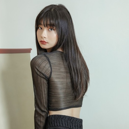 ESMEEOFFICIAL Áo croptop nữ thân vải lưới ly xuyên thấu - Jeudi Croptop