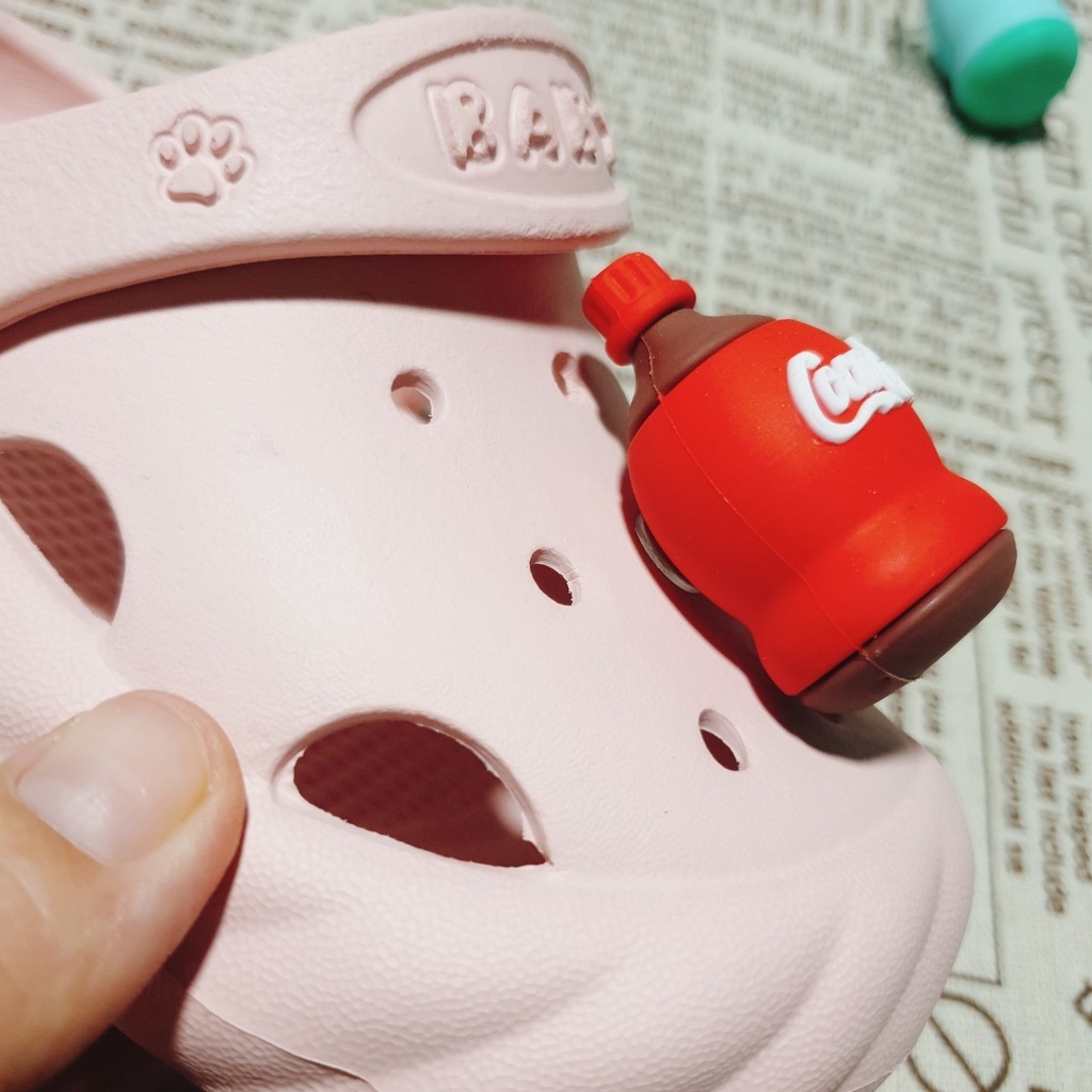 [Ly giải khát 4D] Nút gắn hkdesign/ phụ kiện trang trí gắn dép có lỗ, dép duet, sục LOẠI TO NHỰA