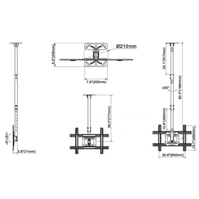 GIÁ TREO TIVI THẢ TRẦN NBT-560 32-65 INCH