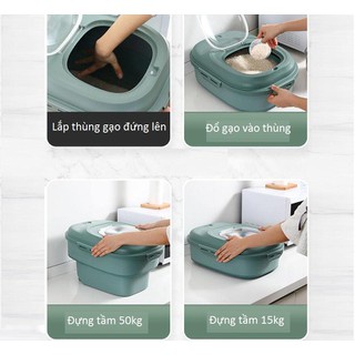 Thùng đựng gạo thông minh 25kg gấp gọn chống ẩm mốc côn trùng tiện lợi