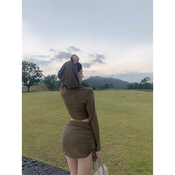 Set áo váy thể thao rút dây Ulzzang