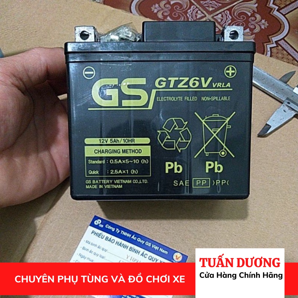 Bình Ắc Quy Khô GS GTZ6V (12V-5Ah) lắp xe ga honda