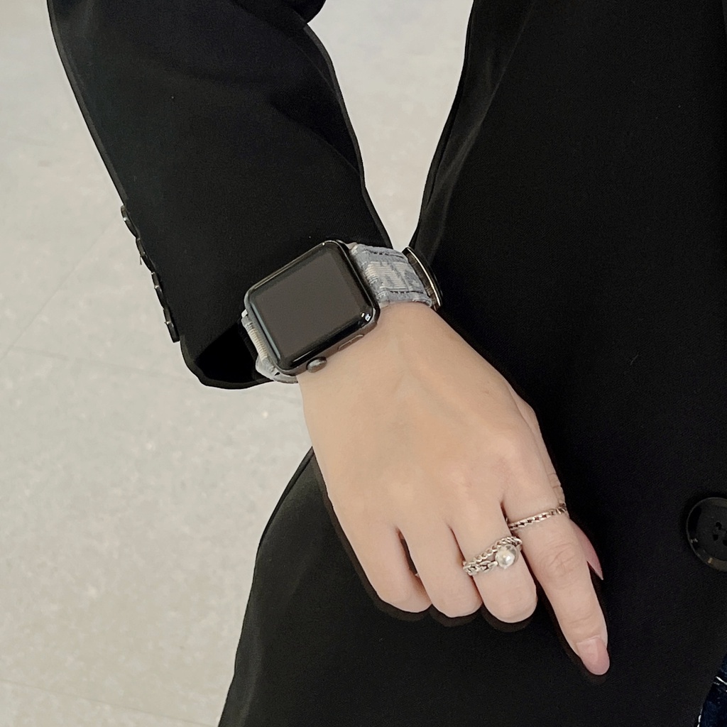 Dây Đeo Da Thời Trang Thêu Họa Tiết Cho Đồng Hồ Thông Minh iwatch serise 7 6 SE 5 4 3 2 1 iwatch 41mm 45mm 40mm 44mm 42mm 38mm