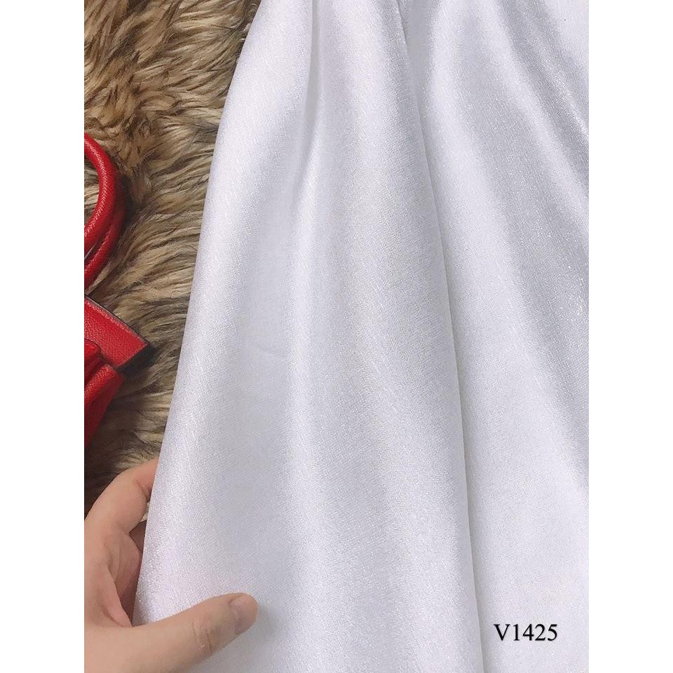 Đầm trắng trễ vai dáng xòe công chúa V1425_ Đậu Studio [Kèm ảnh thật] | BigBuy360 - bigbuy360.vn