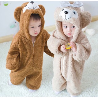 Body lông xù gấu đáng yêu ấm áp cho bé