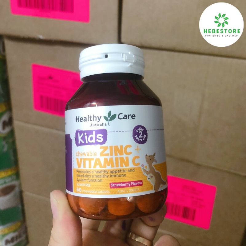 Kẹo kẽm vitamin C Healthy Care Zinc + Vitamin C Úc 60 viên cho bé ăn ngon, tăng đề kháng | BigBuy360 - bigbuy360.vn