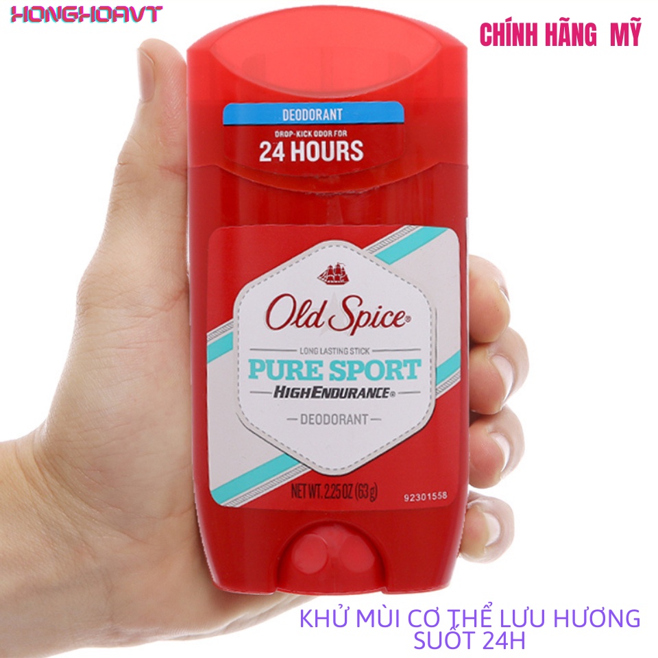 Lăn khử mùi Old Spice Pure Sport High Endurance 85g, lăn nách nam chính hãng mỹ cho cơ thể vận động nhiều