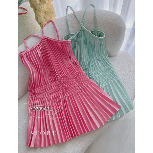 Đầm Xòe Nữ Cao Cấp Đi Tiệc Đi Biển ,Váy Suông Yếm 2 Dây Dáng Xòe Chữ A Dập Ly Mềm Mịn