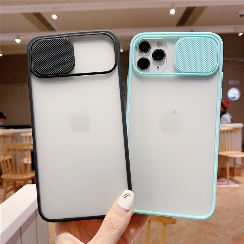 Ốp lưng iPhone nắp trượt nhám mờ che cam bảo vệ camera 6/6s/7/8/plus/x/xs/xs max/11/12/pro/11 pro max
