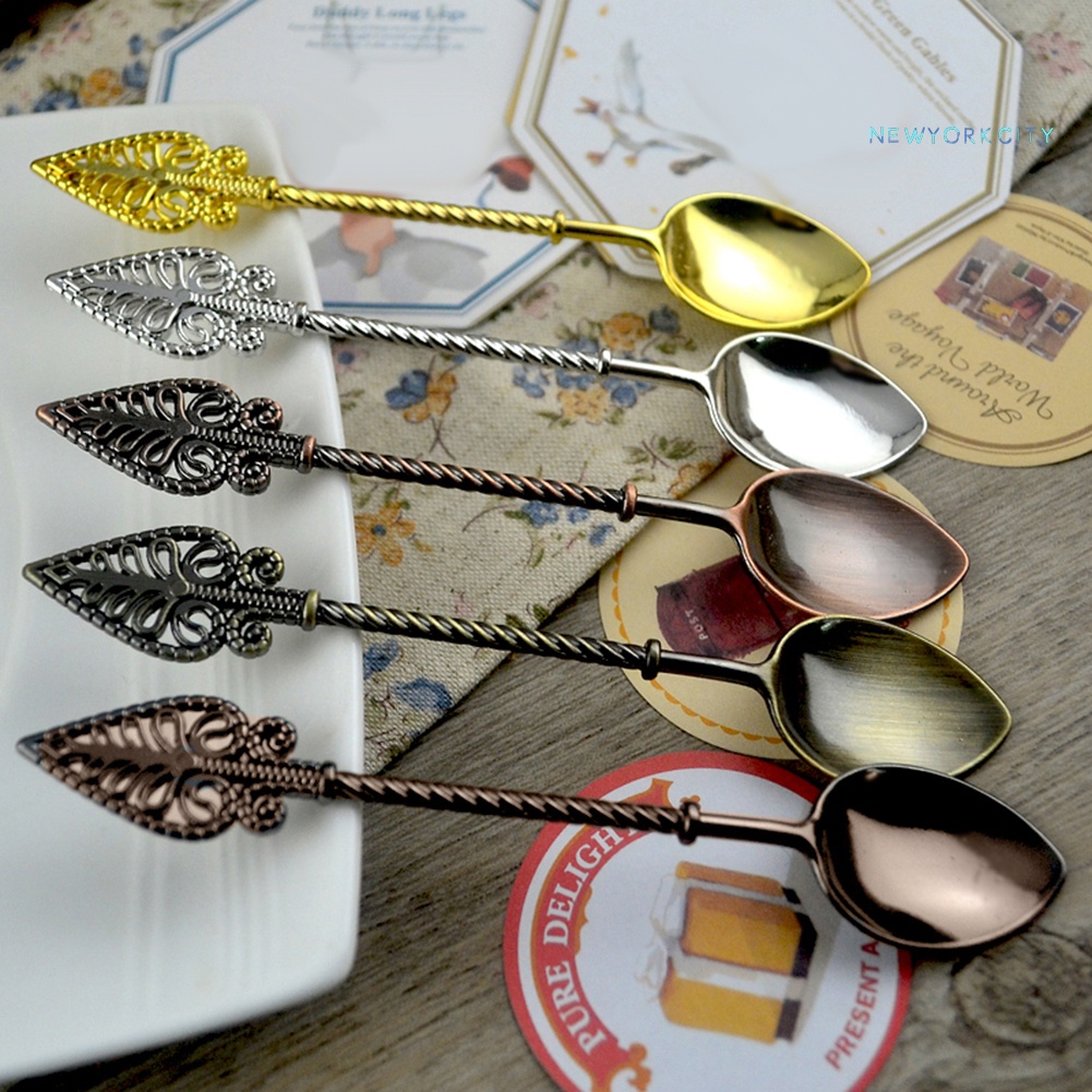 Muỗng Uống Cà Phê Cán Dài Bằng Kim Loại Thiết Kế Theo Phong Cách Vintage